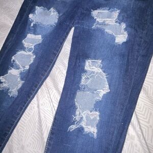 SO Women's Distressed Blue Skinny Jeans